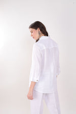 White Shirt Blue Bird Embroidery