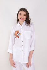 White Puppy Embroidered Shirt