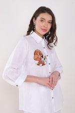 White Puppy Embroidered Shirt
