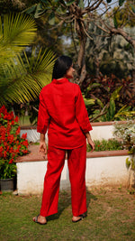 RED TOUCAN STRIPE EMB SHIRT