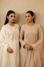 Ivory Pure Silk-Cotton Mirror-Work Kurta-Pants Set