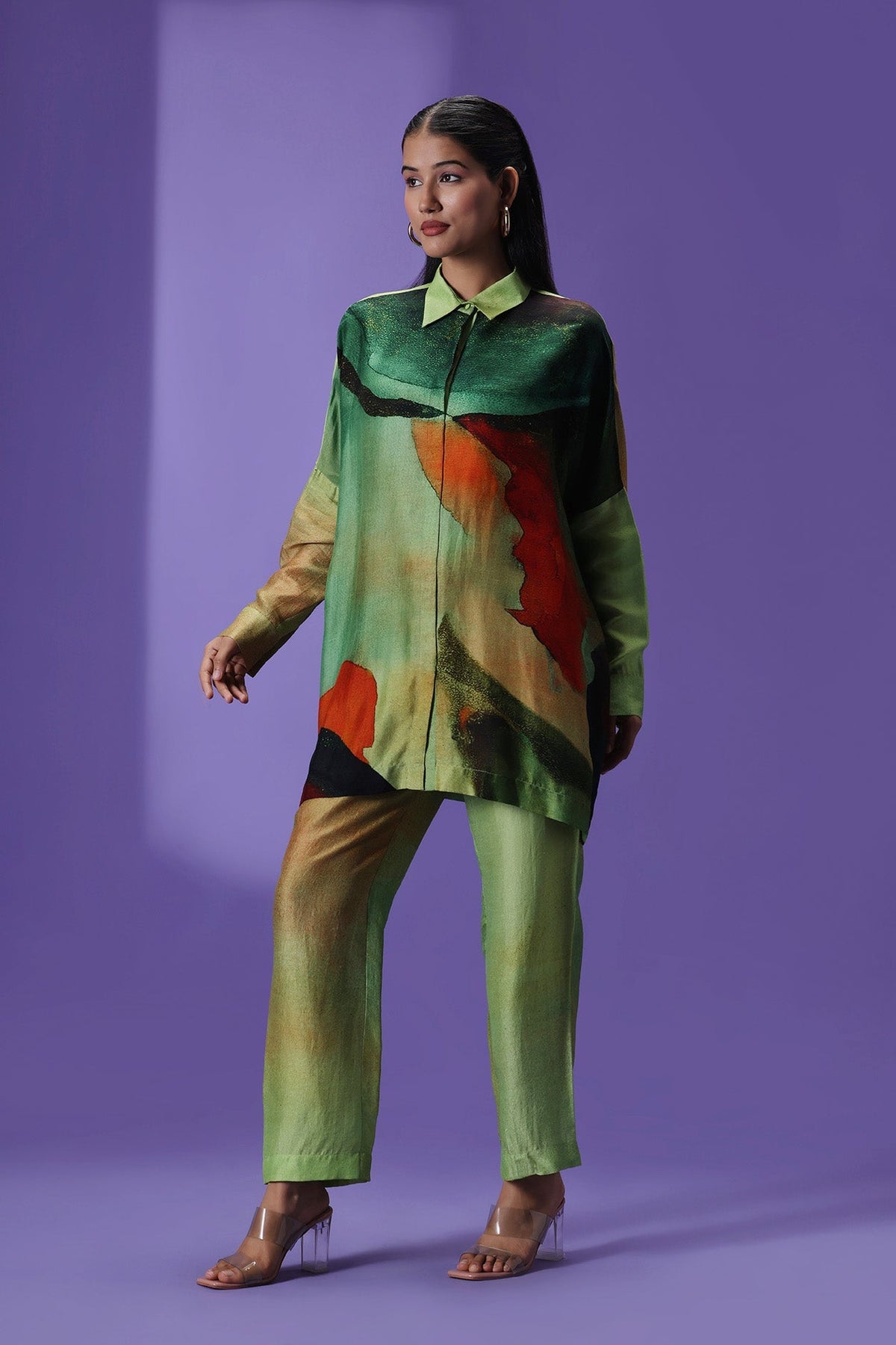 Evergreen Elegance Shirt style coord set