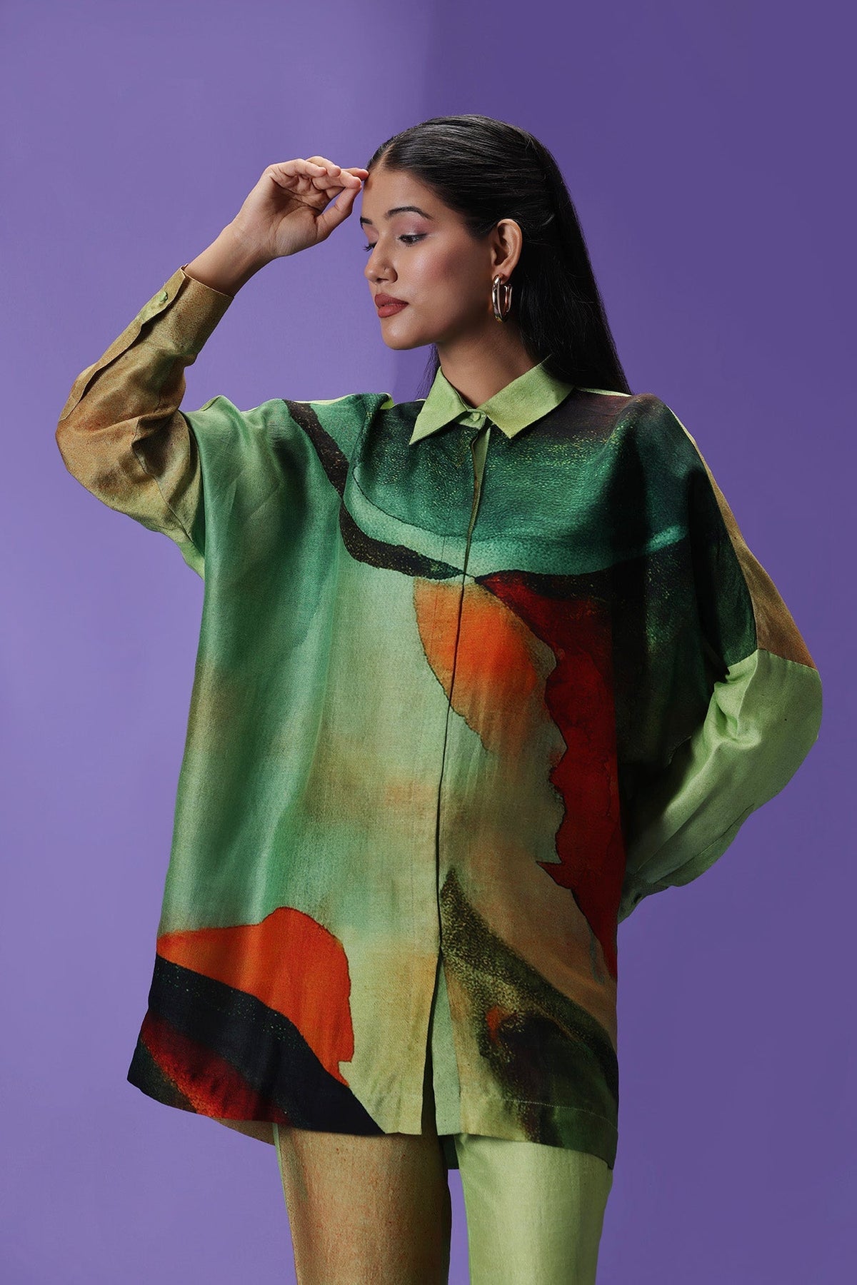 Evergreen Elegance Shirt style coord set