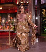 Green short Kurta with flairsleeves & sharara pant with dupatta