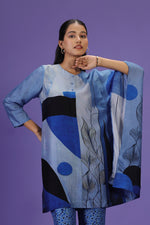 Blue Eclipse Kurta style Kaftan Set