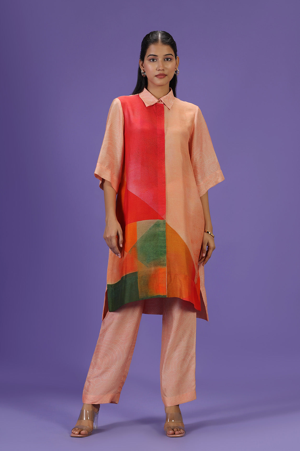 Tangerine Bliss Mid Length Kurta set