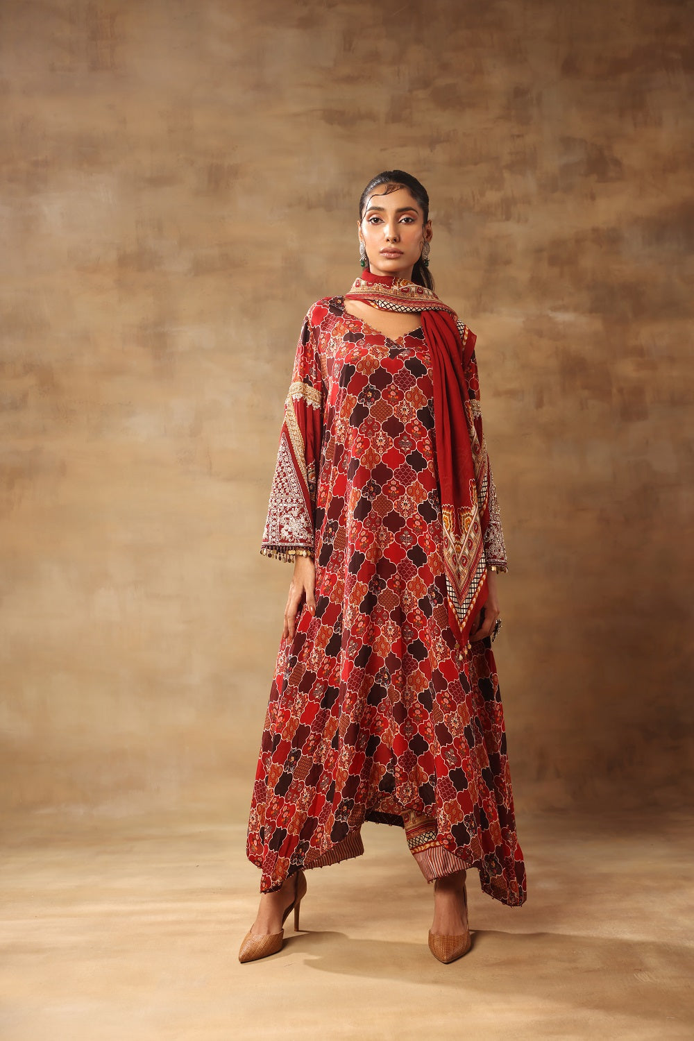 A- line Kurta With Pant And Dupatta