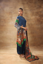 Blue A line Kurta With Heavy Dupatta And Pant