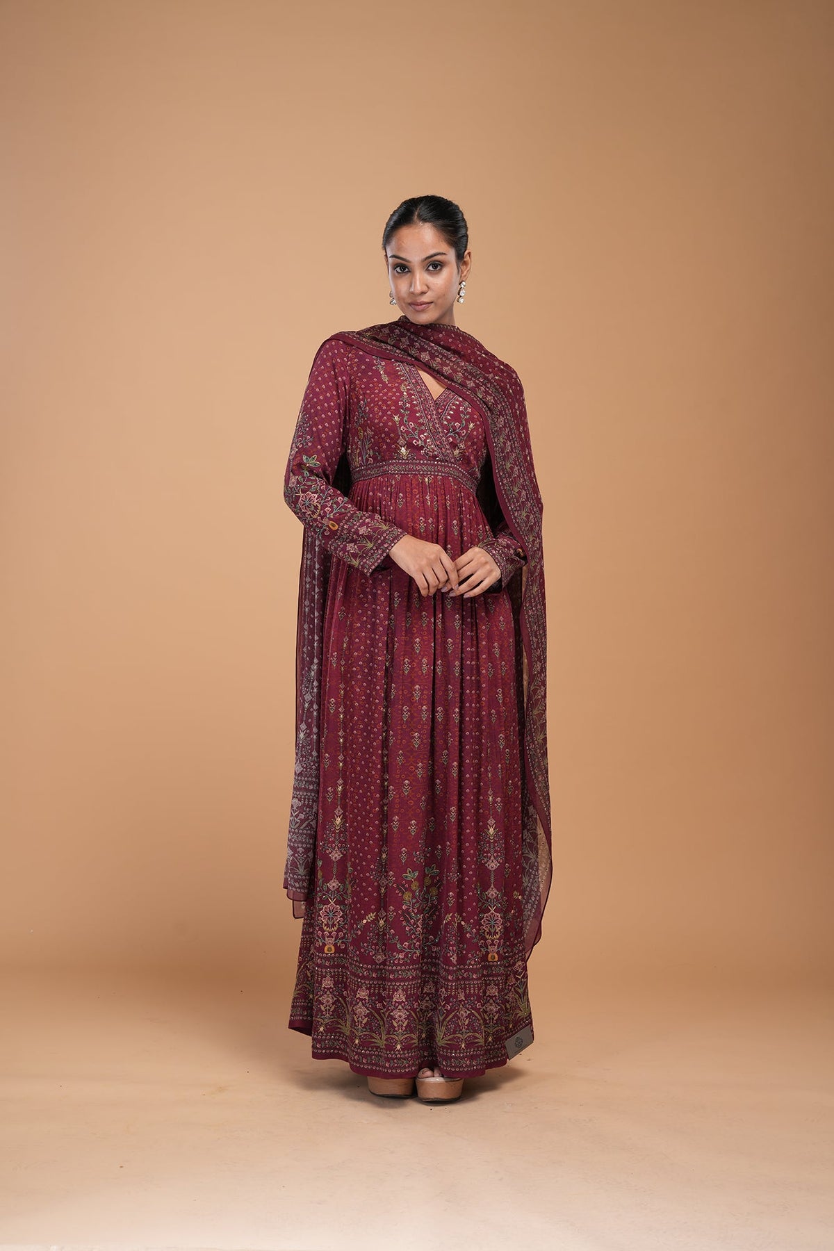 Brown Color Anarkali Suit Set