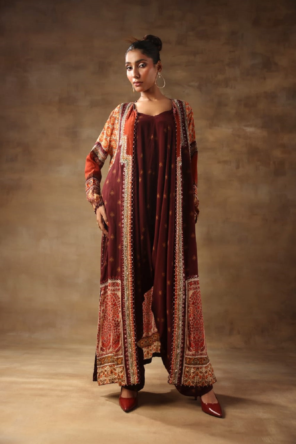 Cowl Jumpsuit With Long Jacket