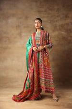 A-Line Heavy Kurta With Satin Dupatta And pink pant