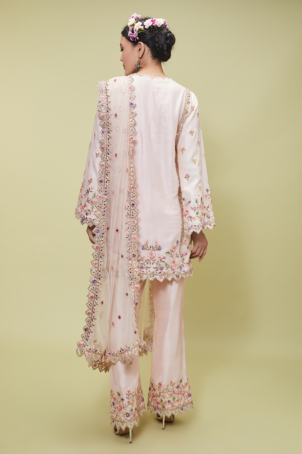 Peach Kurta With Bootleg Pants