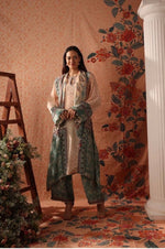 Teal colour kurta set with scarf