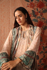 Teal colour kurta set with scarf