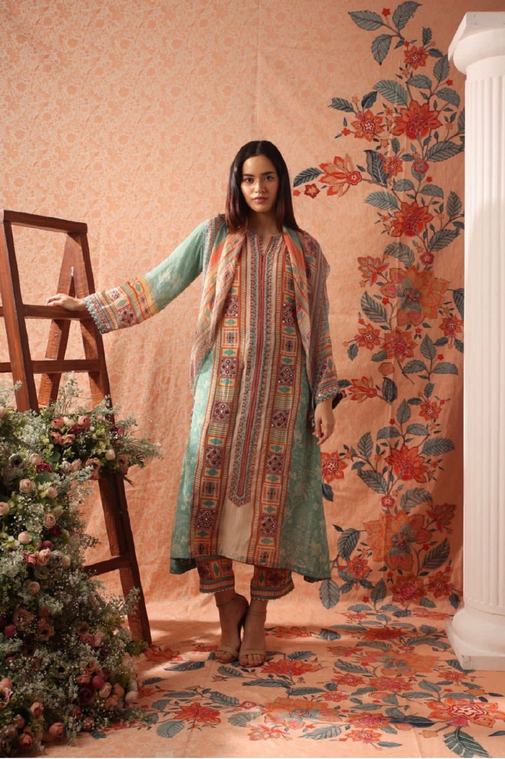 Firoza kurta set with scarf