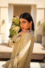 GREY GOTA SHARARA PARISAA (GREY-PEACH DUPATTA)