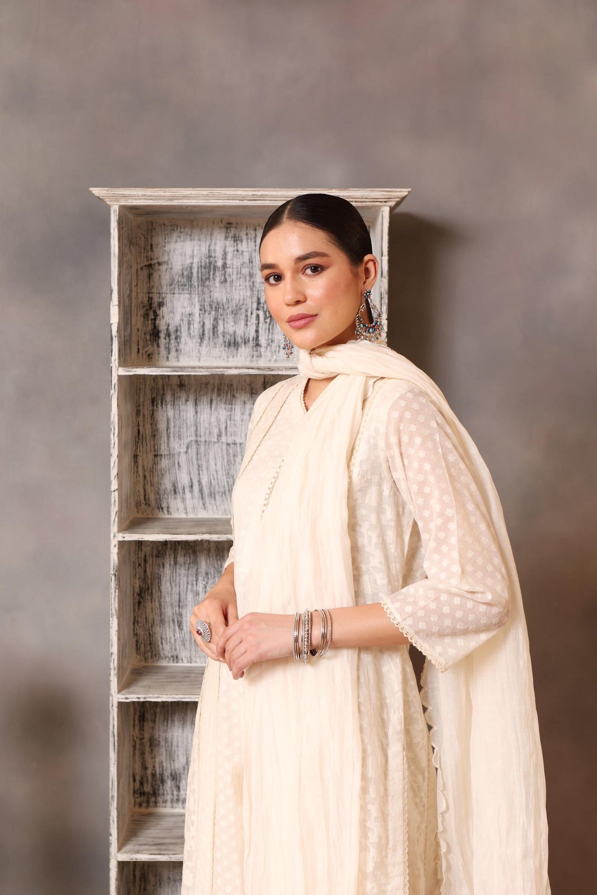 Ivory Pure Cotton Silk Kurta Pants Set