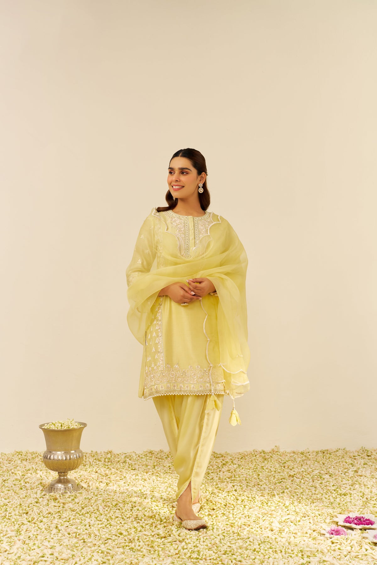 ZAISHA - SHORT KURTA WITH DHOTI AND DUPATTA