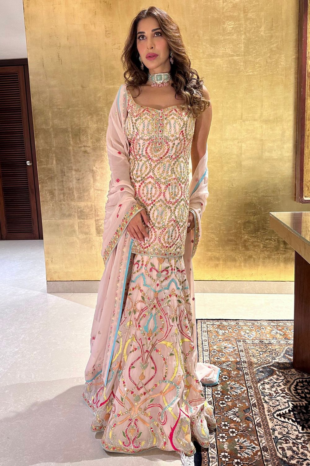 Sophie Chowdhary In Pink Kurta And Sharara Set