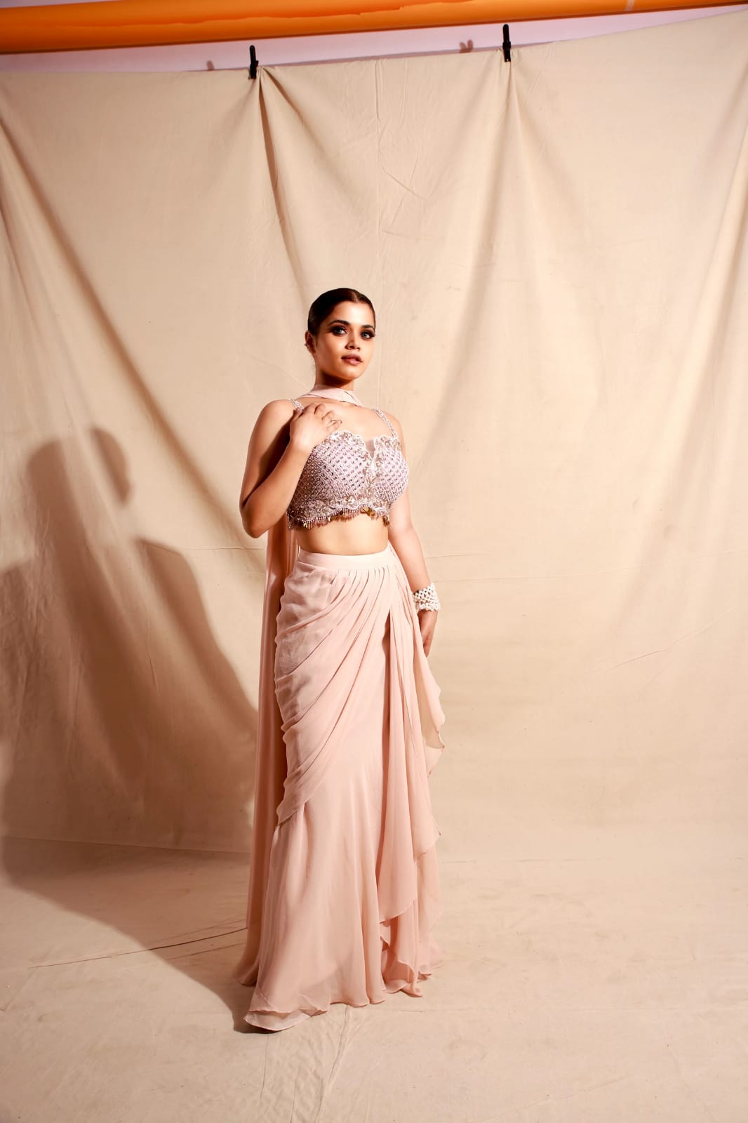 Peach saree