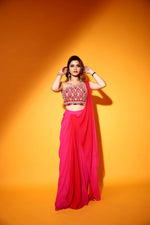 Redpink ombre saree