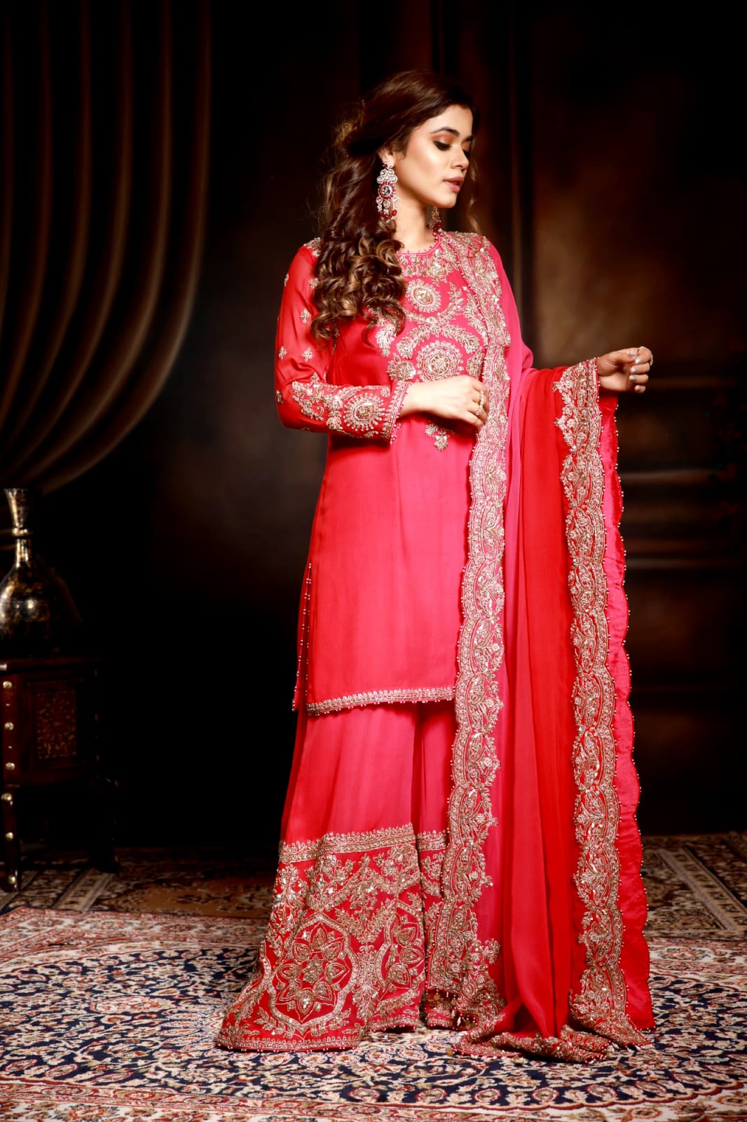 Pink red ombre heavy suit