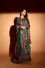 Bottle Green lehenga and long top with dupatta