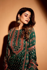 Bottle Green lehenga and long top with dupatta