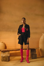 Black Flamingo Embroidered Shirt