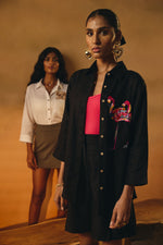 Black Flamingo Embroidered Shirt