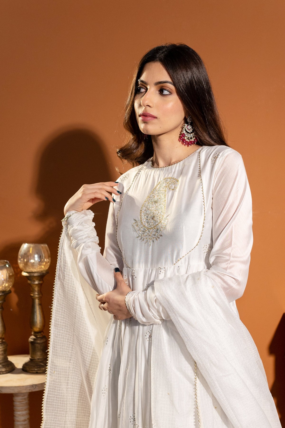 Noor White Anarkali
