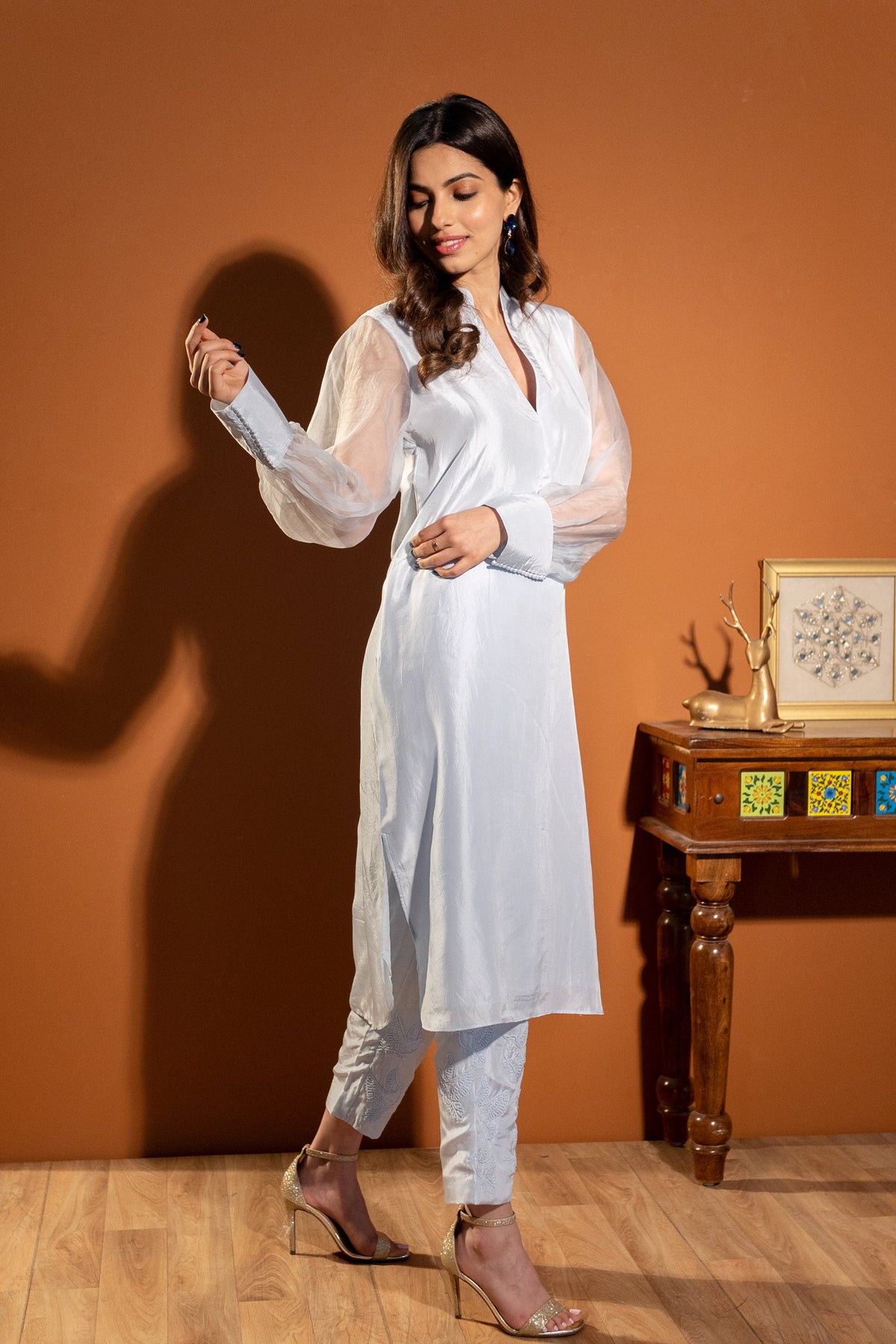 Noor Blue Birds Pant Set