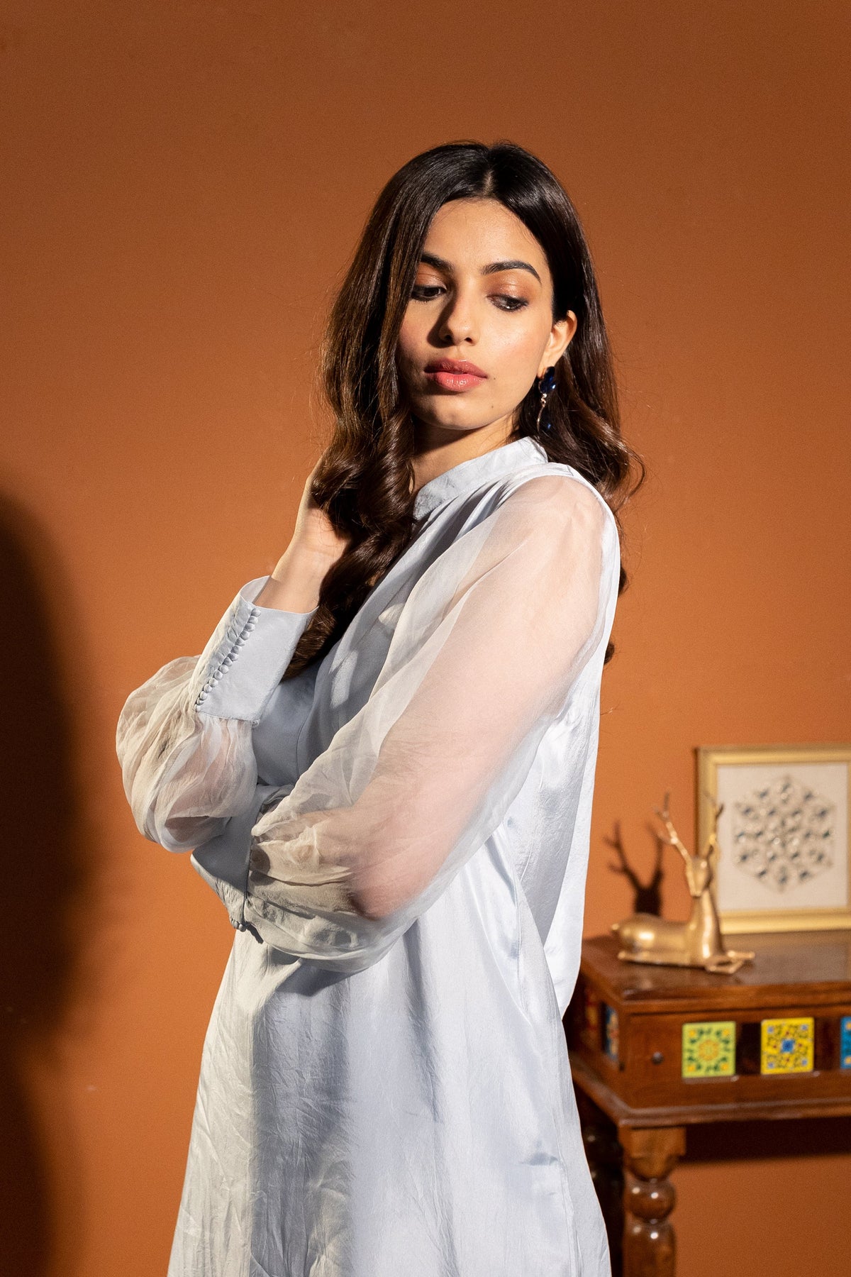 Noor Blue Birds Pant Set