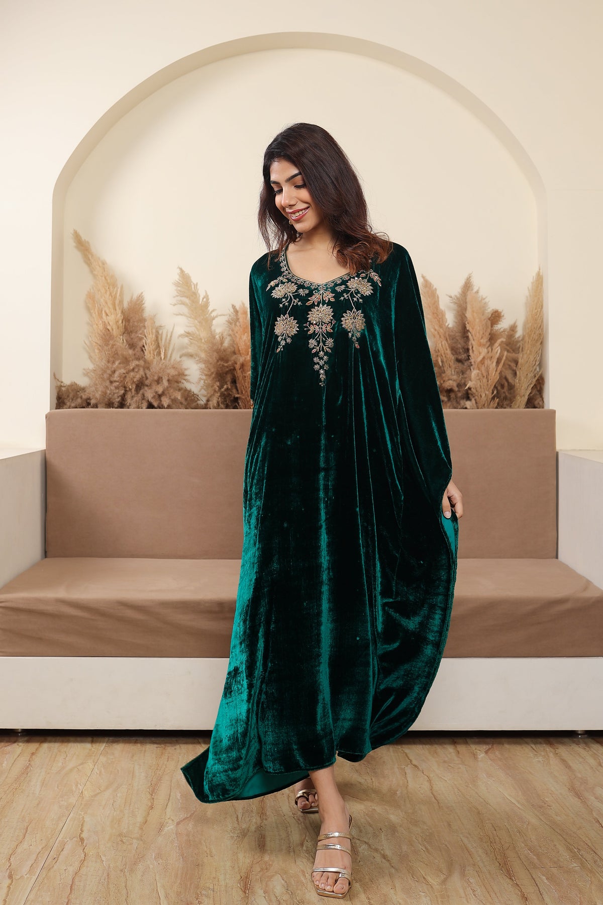 Gulnaar Green Kaftan