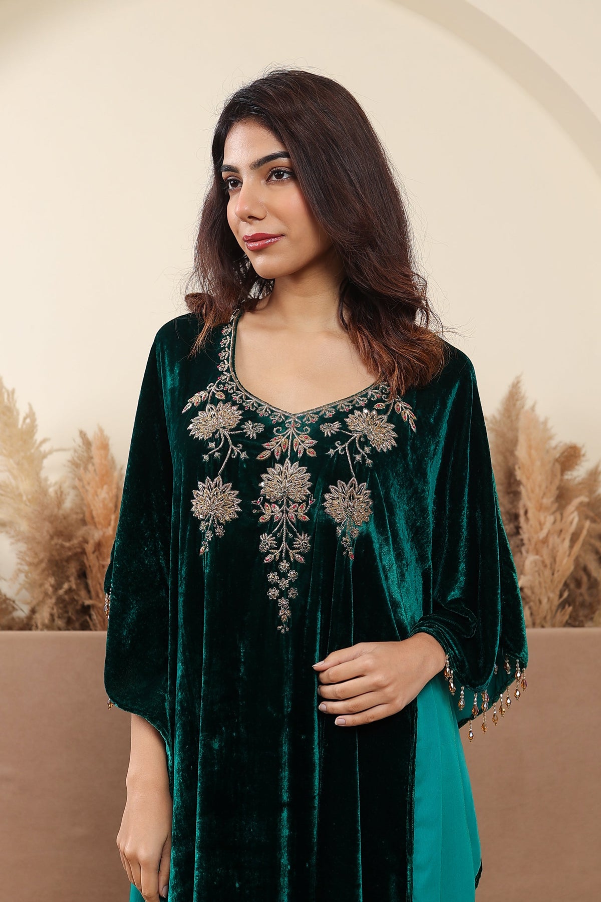 Gulnaar Green Kaftan