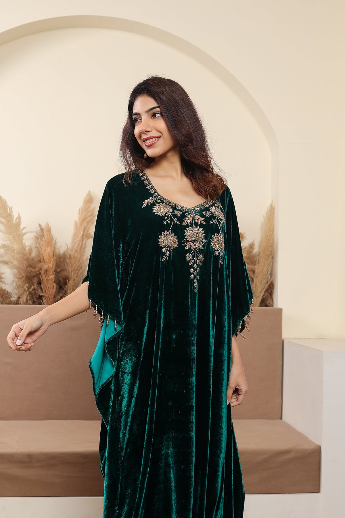 Gulnaar Green Kaftan