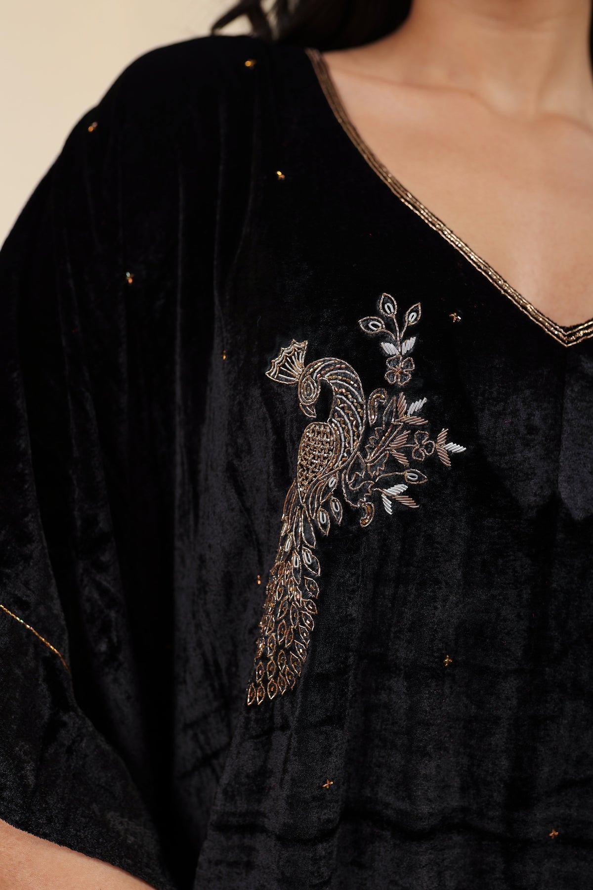 Mor Black Velvet Kaftan