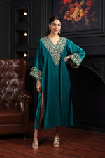 Suhani Teal Velvet Kaftan Dress