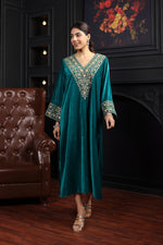 Suhani Teal Velvet Kaftan Dress