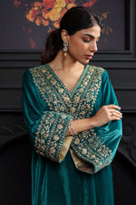 Suhani Teal Velvet Kaftan Dress
