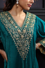 Suhani Teal Velvet Kaftan Dress