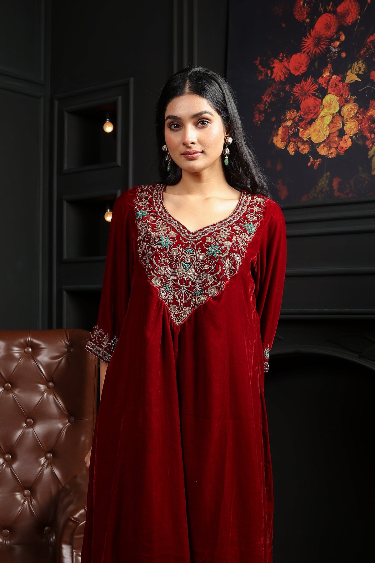 Zeba Velvet Kurta Set