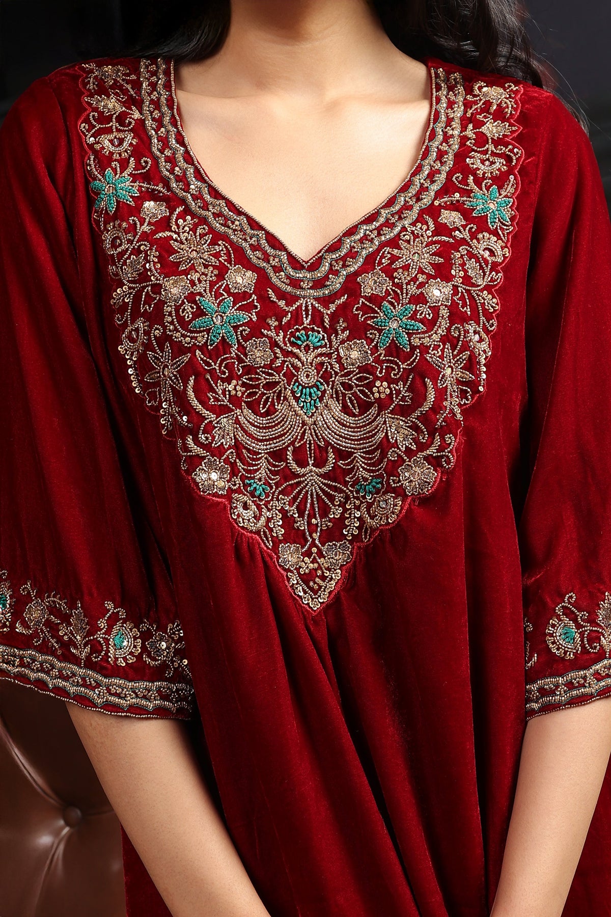 Zeba Velvet Kurta Set