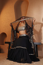 Nazakat Mirror Work Black Lehenga Set