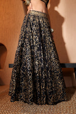 Nazakat Black Sequins & Mirror Work Lehenga Set