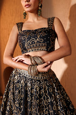 Nazakat Black Sequins & Mirror Work Lehenga Set