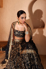 Nazakat Black Sequins & Mirror Work Lehenga Set
