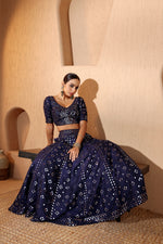 Nazakat Mid Night Mirror Work Lehenga Set
