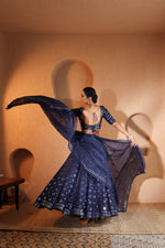 Nazakat Mid Night Mirror Work Lehenga Set