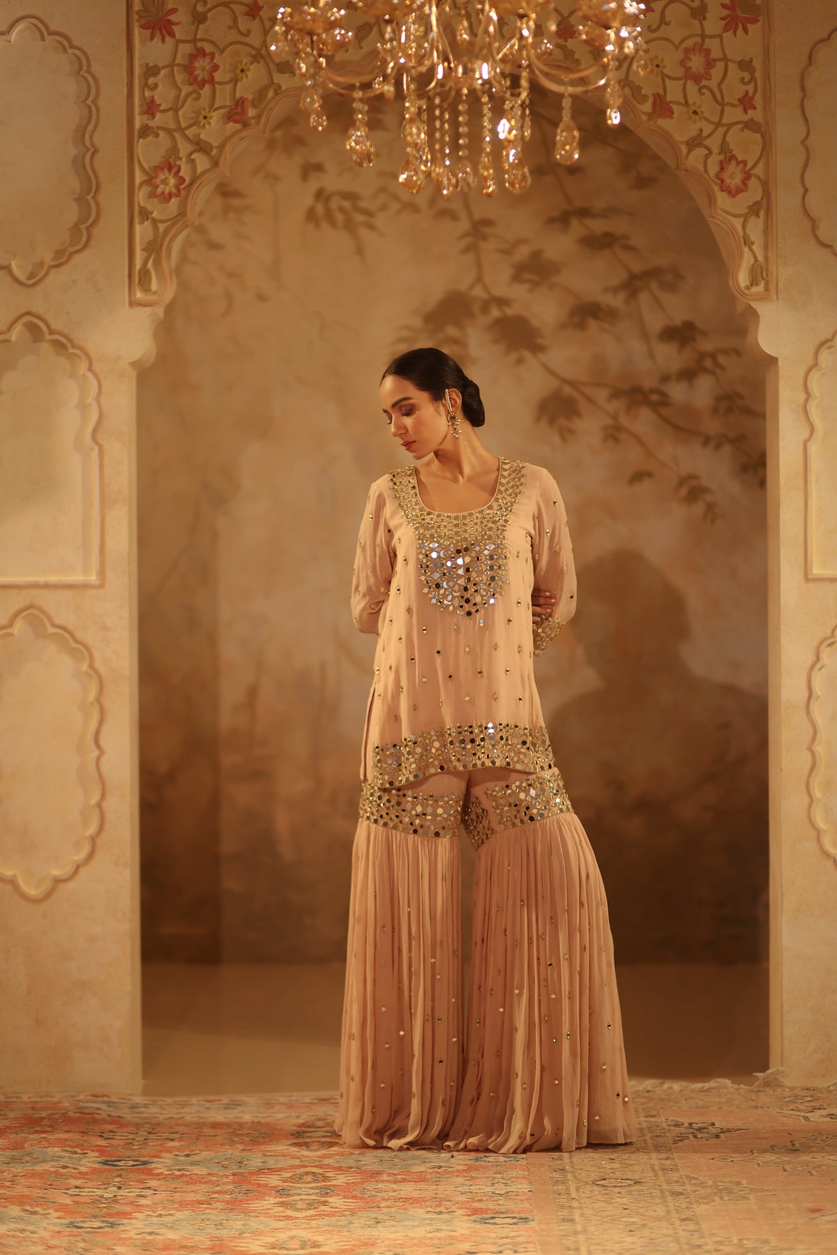 Nazakat Beige Gharara Set